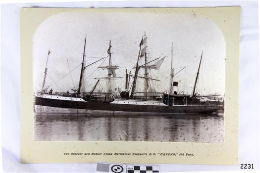 Black and white photograph of the shipo in water
