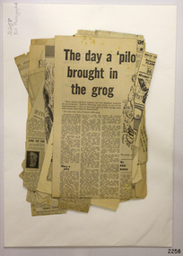 Set of newspaper clippings of various dates, sizes and topics