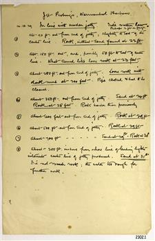 Handwritten document, in nib pen, with points listing work done at a particular time