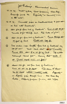 Handwritten document, in nib pen, with points listing work done at a particular time, continued from previous page