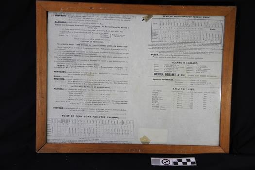 Other side of pamphlet has text and tables about the sailing passage