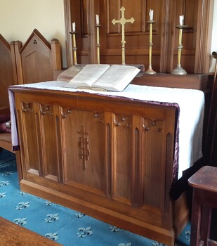 Embroidery is on the ends of the cloth that hang over the altar