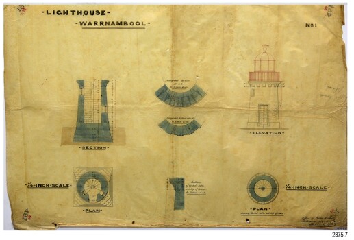 Coloured sections, plans and elevations