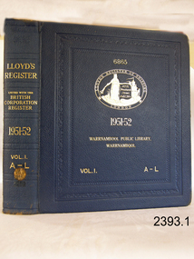 Book, Lloyds Register of Shipping 1951-52 Vol 1