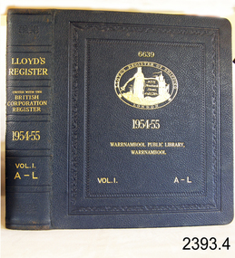 Book, Lloyds Register of Shipping 1954-55 Vol 1