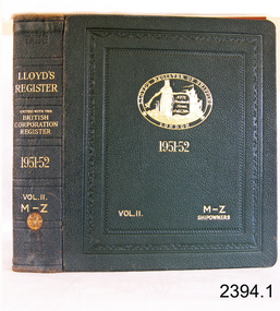 Book, Lloyds Register of Shipping 1951-52 Vol 2