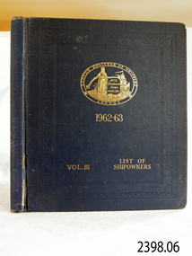 Book, Lloyds Register of Shipping 1962-63 Vol 3