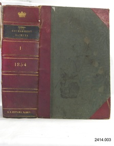Book, The Victoria Government Gazette 1854 1 Vol 6-1