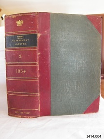 Book, The Victoria Government Gazette 1854 2 Vol 7