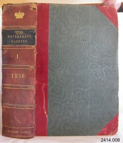 Book, The Victoria Government Gazette 1856 1 Vol 11