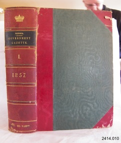 Book, The Victoria Government Gazette 1857 1 Vol 13