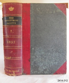 Book, The Victoria Government Gazette 1857 2 Vol 14-2
