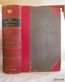Book, The Victoria Government Gazette 1860 1 Vol 19