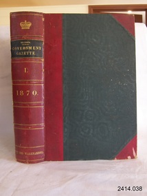 Book, The Victoria Government Gazette 1870 1 Vol 39