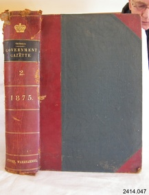 Book, The Victoria Government Gazette 1875 2 Vol 50
