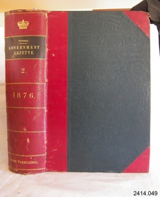 Book, The Victoria Government Gazette 1876 2 Vol 52
