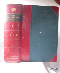 Book, The Victoria Government Gazette 1878 1 Vol 55