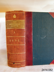 Book, The Victoria Government Gazette 1892 1 Vol 86