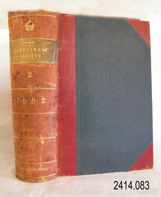 Book, The Victoria Government Gazette 1892 2 Vol 87
