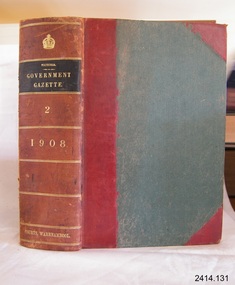 Book, The Victoria Government Gazette 1908 2 Vol 135
