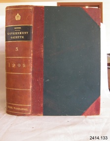 Book, The Victoria Government Gazette 1909 3 Vol 139