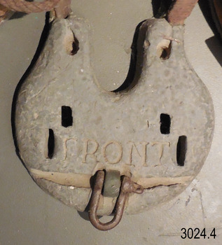 Weight has several holes for fixing belts, ropes and straps. It is curved to fit against the body