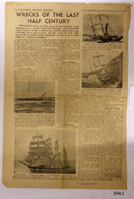 Headline and photographs of an article on local shipwrecks