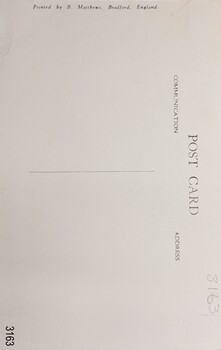 The reverse of the postcard has printed details incliding the printer