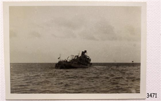 Damaged ship is sinking further into the sea.
