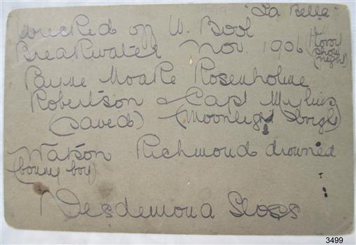 Handwritten text on the back of the postcard