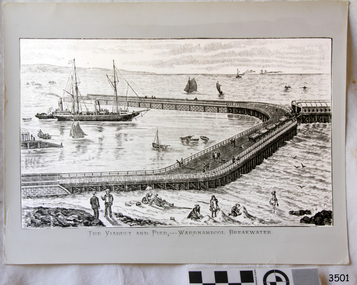 Artwork, other - Lithograph, The Viaduct and Pier - Warrnambool Breakwater