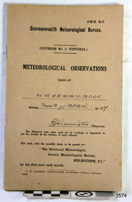 Book - Record Book, Meteorological Observations