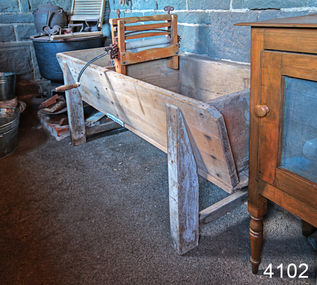 Domestic object - Wash trough, Melvin Newton Lovell, Mangle was Patented June 10, 1898 by Lovell Trough is possibly of later manufacture by a local unknown cabinet maker between 1900-1920