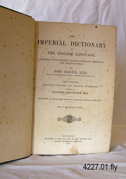 Fly page with printed title and information