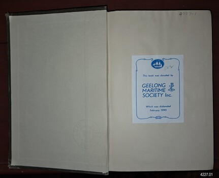 Label from donor inside book cover