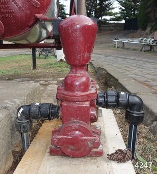 Pump's modern pipe connections allow it to be used as a working display to demonstrate filling a water cart