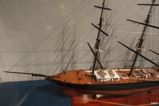 View shows derail of ship's rigging