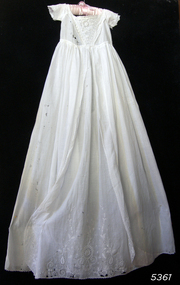 Child's long white christening gown with short sleeves