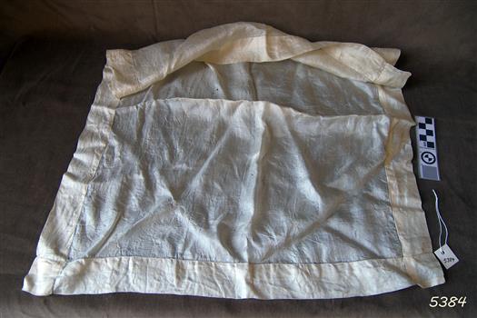 Cream silk handkerchief with wide hem around the edges