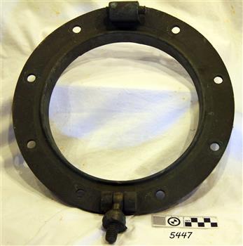 Metal frame has fixing holes, hinge and closure hardware.