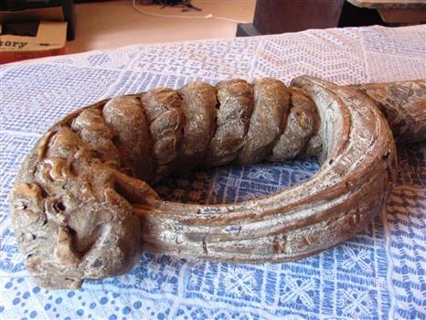 Decorative carving on the sword's handle