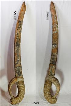 Wooden sword is carved and decorative