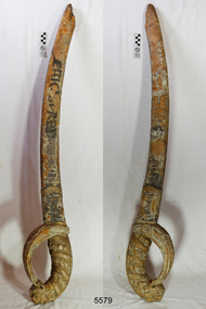 Wooden sword is carved and decorative