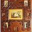 Carved wooden frame displaying nine portraits 