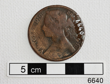 Copper coin's obverse with female portrait