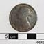 Copper coin has portrait of a young female