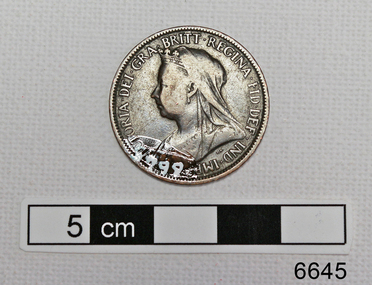 Coin with portrait head of old woman