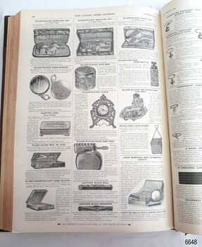 Page with advertising print and line drawings