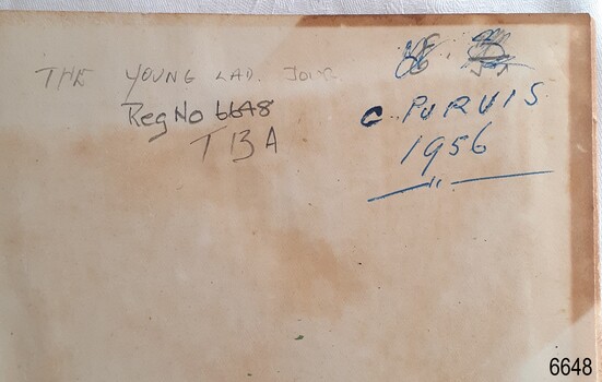 Inscription in black pen has been crossed out and another written in blue pen
