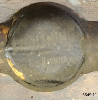Black label inside a compartment has a message